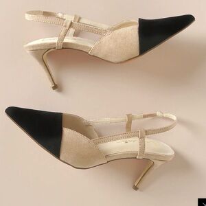 Lulu's Chic Black and Beige Heels